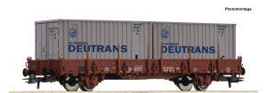 wagon plat avec conteners - HO - ROCO 77675